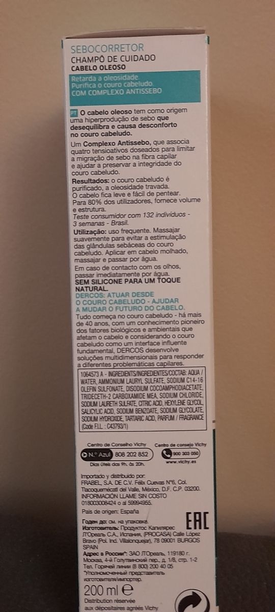 Champú Vichy Dercos Sebo Control 200ml