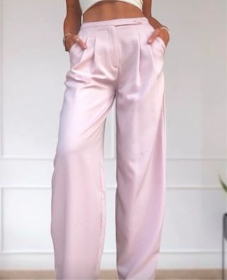 Pantalones anchos Stradivarius rosa