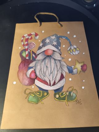 Lote de 5 bolsas regalo gnomo navideñas