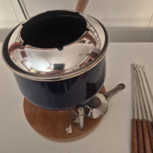 Juego de fondue azul vintage