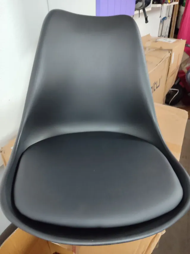 ✅4 Sillas negra Comedor Piel Sintética nuevas