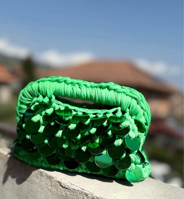 Clutch paillettes verde
