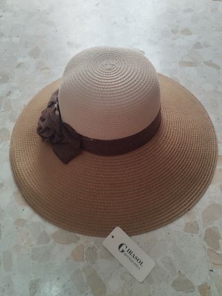 Pamela ala muy ancha talla M beige-marrón