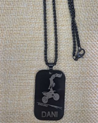 Collar acero negro - placa militar
