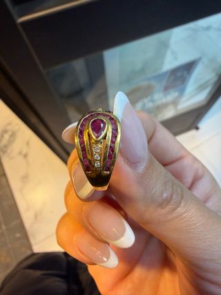 Anillo oro 18k | Rubíes y diamantes