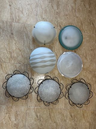 6 Plafones techo - Cristal y metal