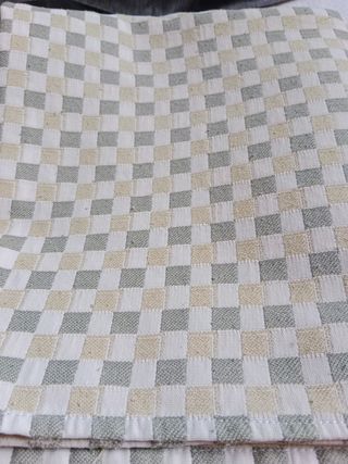 Mantel tejido cuadros beige-verde olivo 1m ancho,2