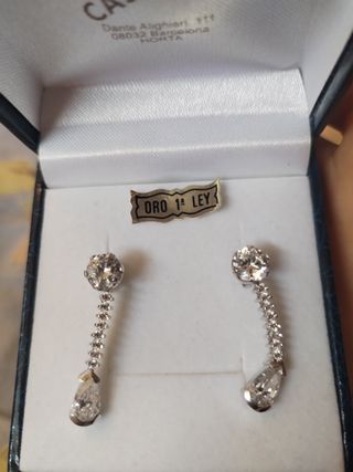 Pendientes oro 1ª ley brillantes