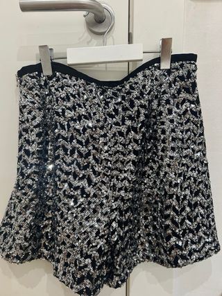 Shorts Zara lentejuelas plata