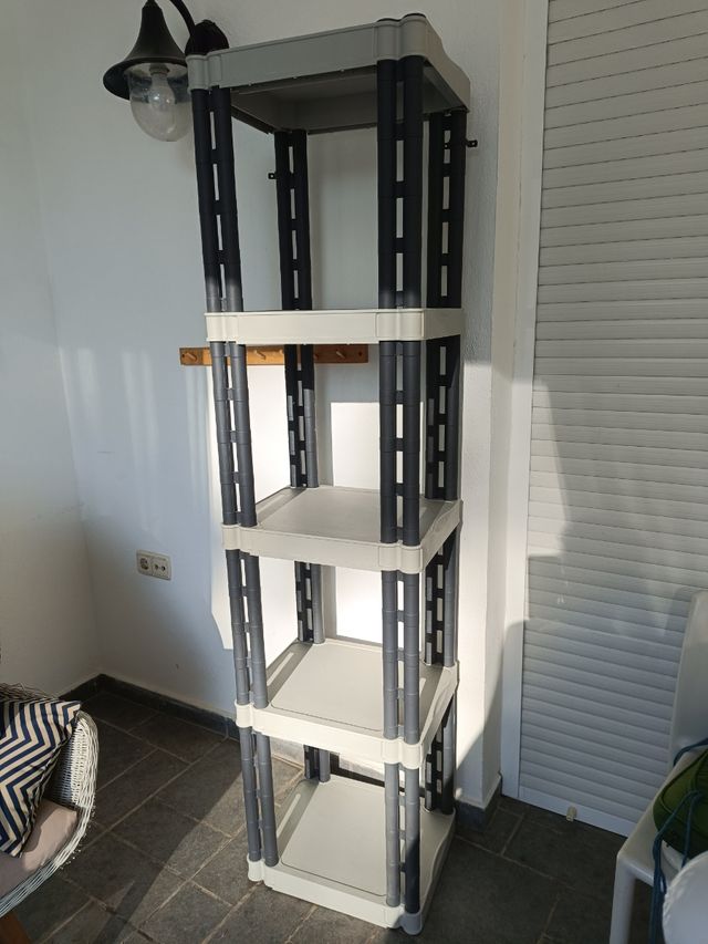 Estante em resina com 5 prateleiras, cinza-preto