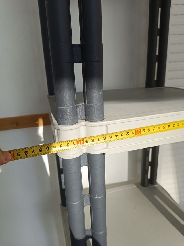 Estante em resina com 5 prateleiras, cinza-preto