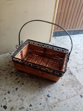 2 Cestas mimbre marrón