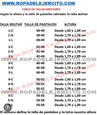 Uniforme camuflaje beige-marrón
Talla 2N 