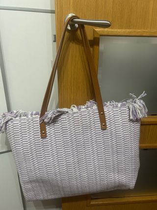 Bolso tote - Blanco y Morado