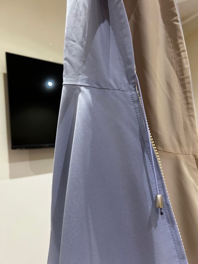 Trench impermeabile blu e beige double face