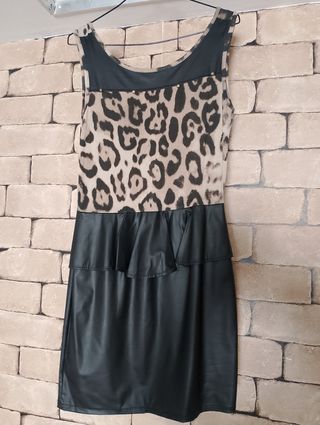 Vestido leopardo - Negro y marrón