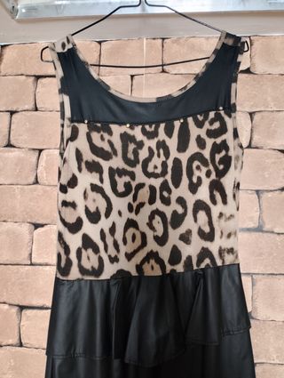 Vestido leopardo - Negro y marrón