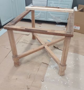 Base mesa antigua madera