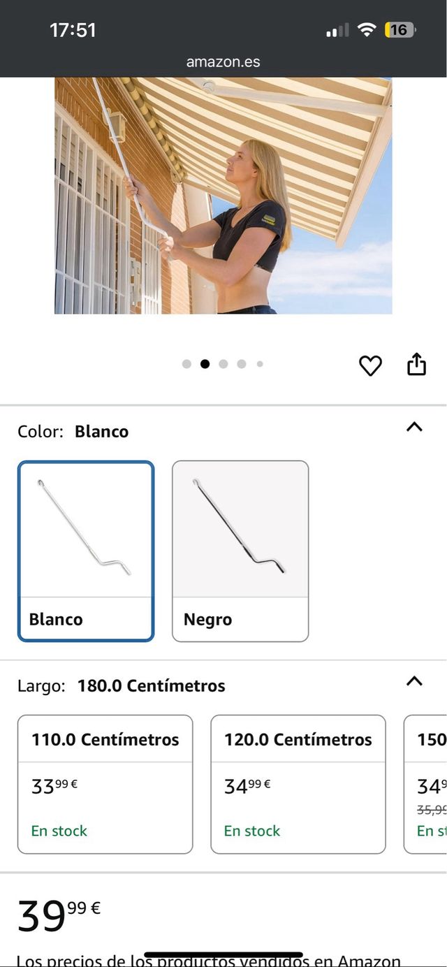 Manivela Toldo Teletol - Profesional