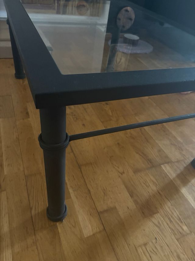 Mesa centro cristal negra