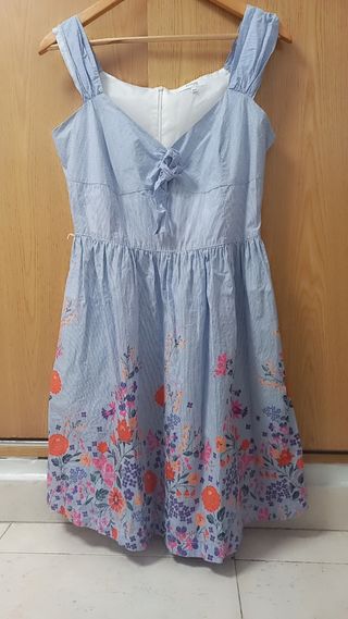 Vestido azul flores - Talla L
