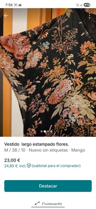 Vestido maxi floral - Negro