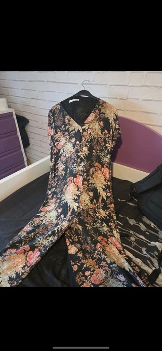 Vestido maxi floral - Negro