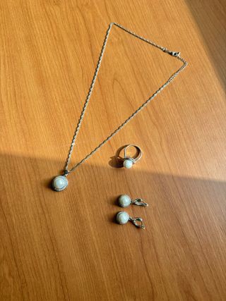 Juego joyas plata 925 perlas
