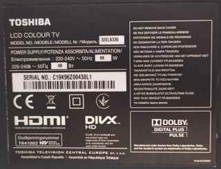 TV TOSHIBA 32" HD  T2 y Smart opcional.