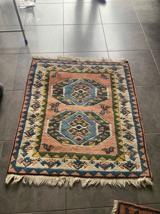 Alfombra lana - Rosa y Azul