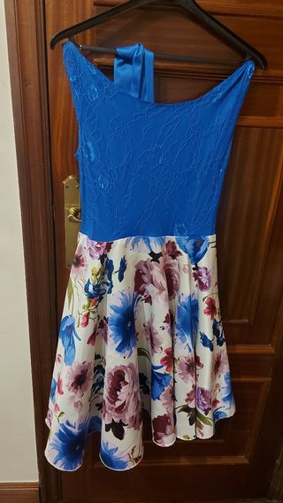 Vestido Fiesta Azul y Multicolor
