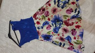 Vestido Fiesta Azul y Multicolor