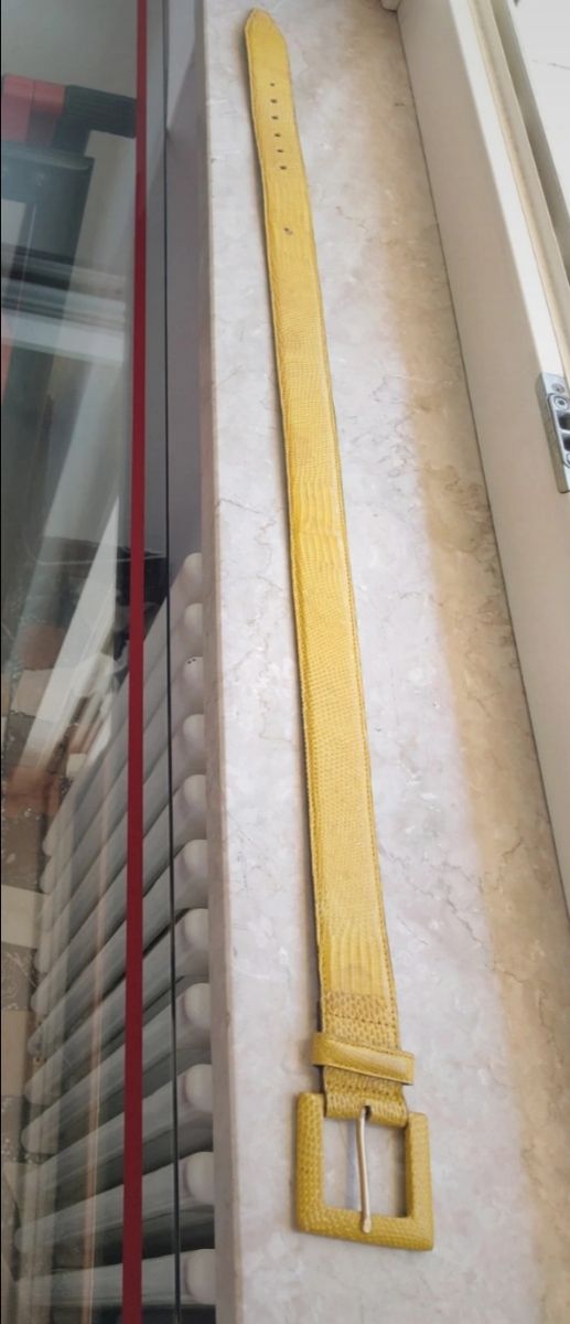 Cintura gialla pelle esotica