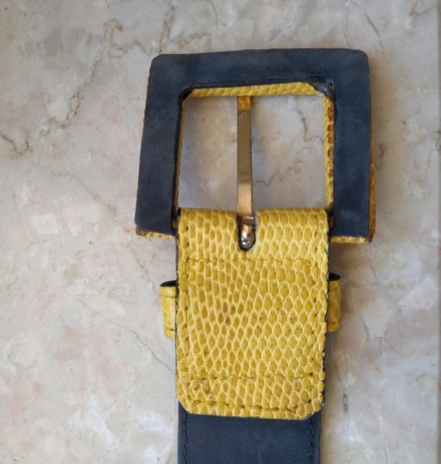Cintura gialla pelle esotica