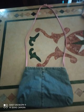 Borsa jeans rosa e blu