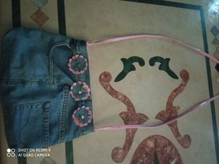 Borsa jeans rosa e blu