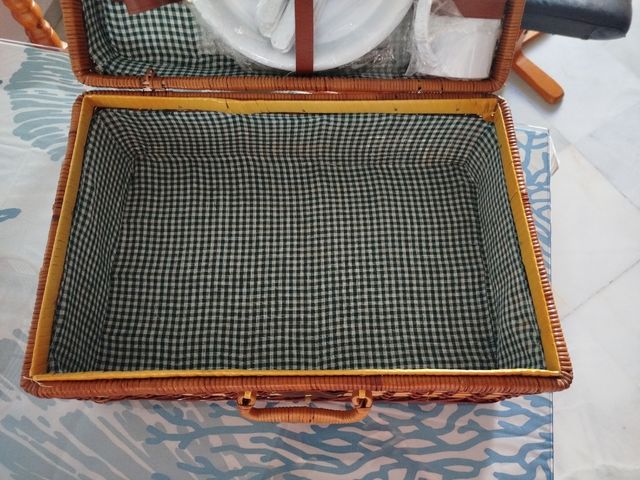 Cesta pícnic mimbre marrón