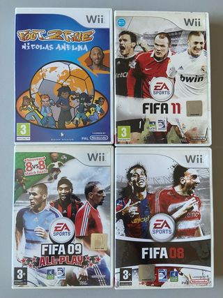 4 juegos Wii: FIFA 08, 09, 11 + Foot 2 Rue