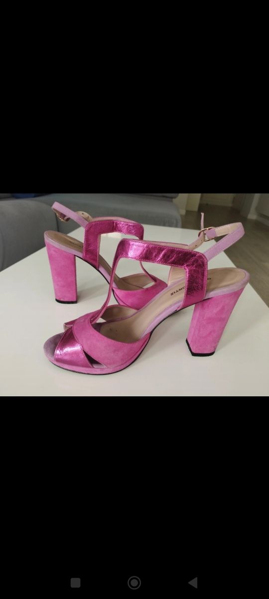 Sandalias tacón rosa fiesta