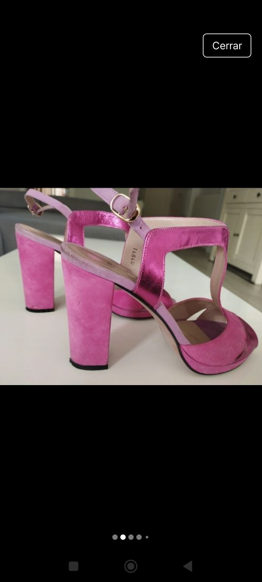 Sandalias tacón rosa fiesta