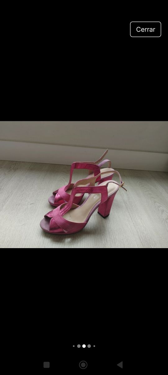 Sandalias tacón rosa fiesta