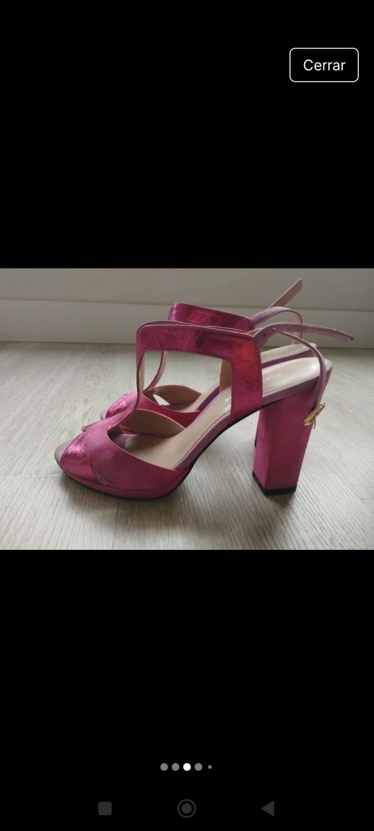 Sandalias tacón rosa fiesta