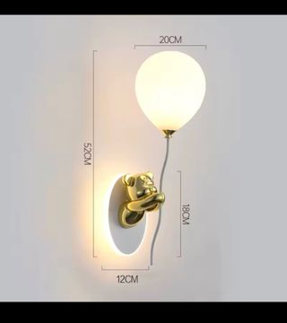 Lámpara infantil oso globo - dorada aplique pared