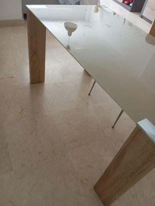 Mesa comedor cristal madera