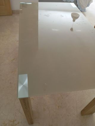 Mesa comedor cristal madera