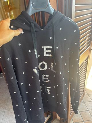 Felpa Le Voliere nera strass Tg.S