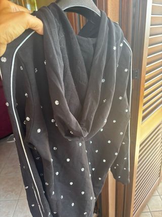 Felpa Le Voliere nera strass Tg.S