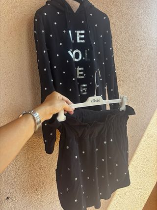 Felpa Le Voliere nera strass Tg.S