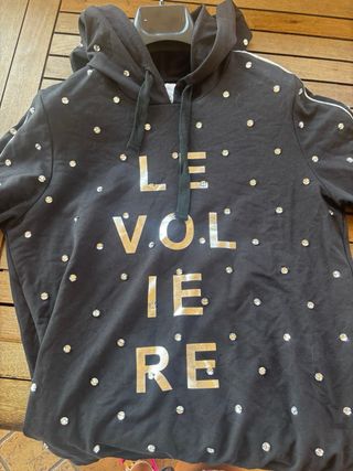 Felpa Le Voliere nera strass Tg.S