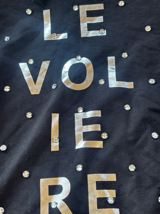 Felpa Le Voliere nera strass Tg.S